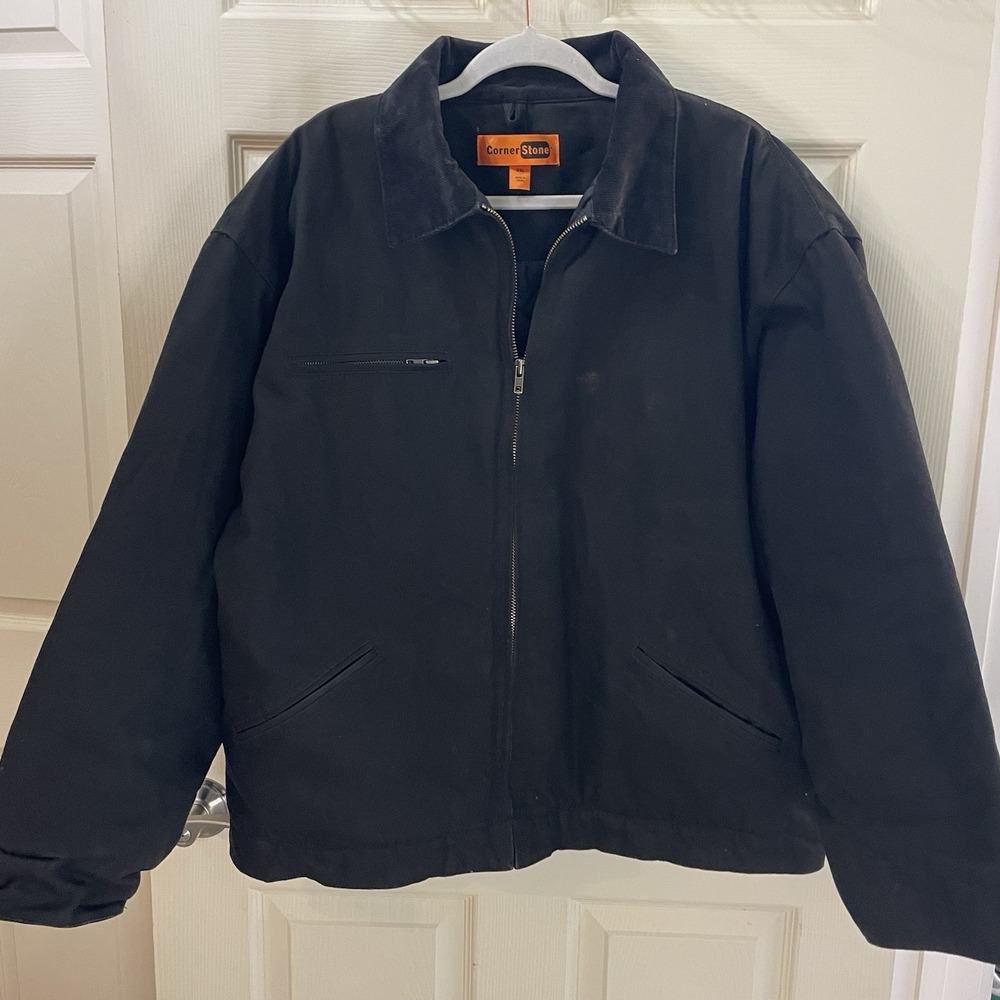 CornerStone Duck Cloth Work Jacket Sz Men's 3x Black J763 Logo Workwear Canvas‎